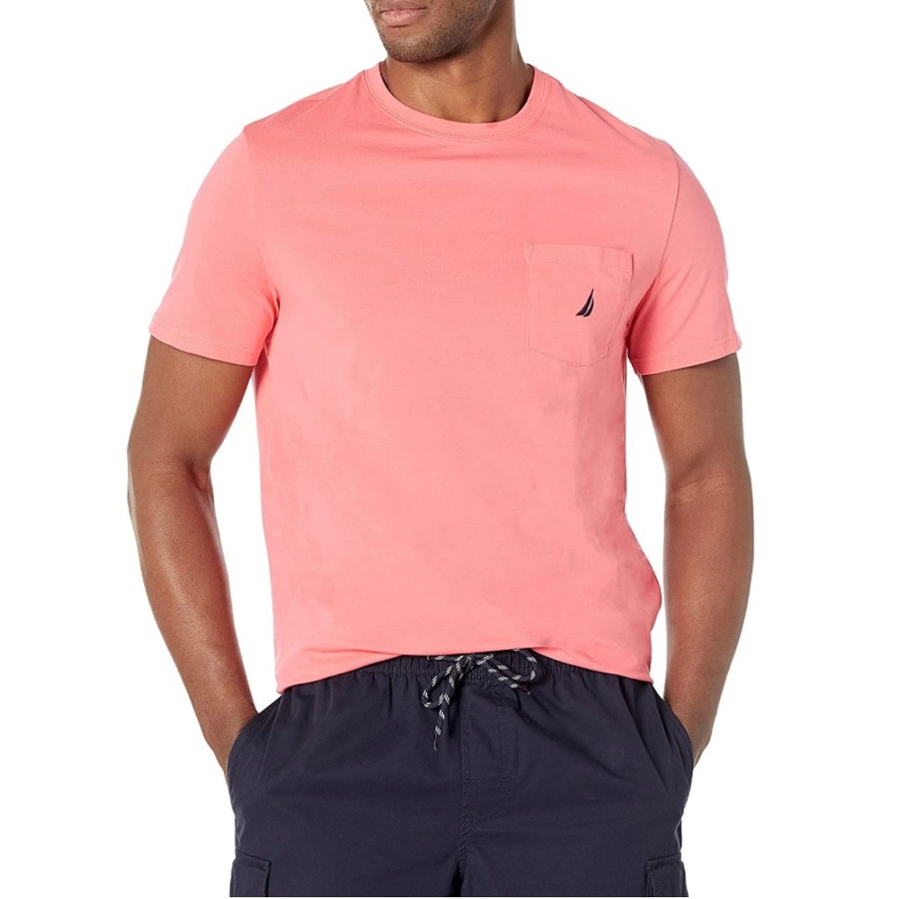 NAUTICA Men's Classic-Fit Pocket T-Shirt Solid Crew Neck XL TeaBerry Color